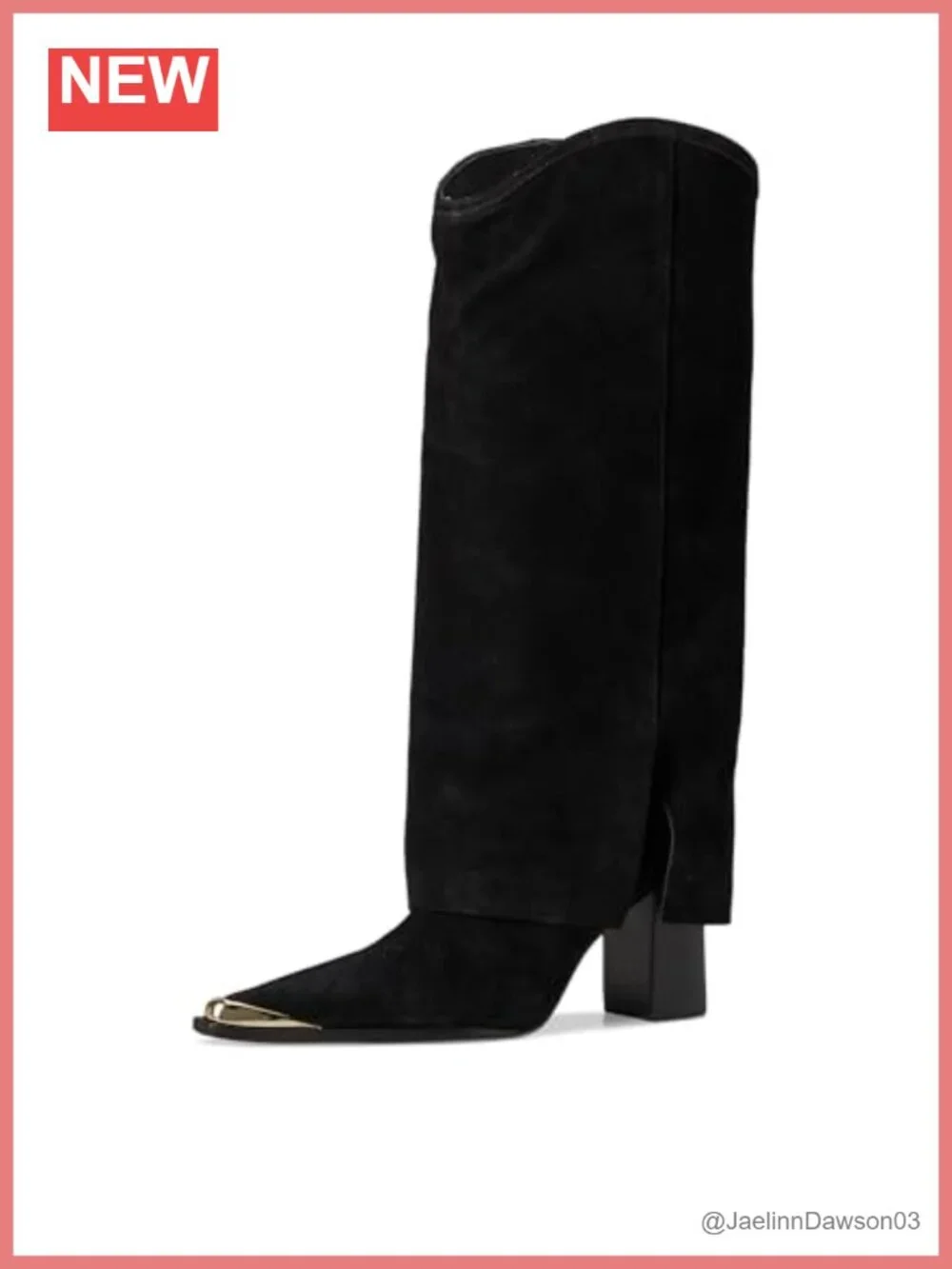 Suede Over-the-Knee Boots Pointed Toe Block Heel Pull-On
